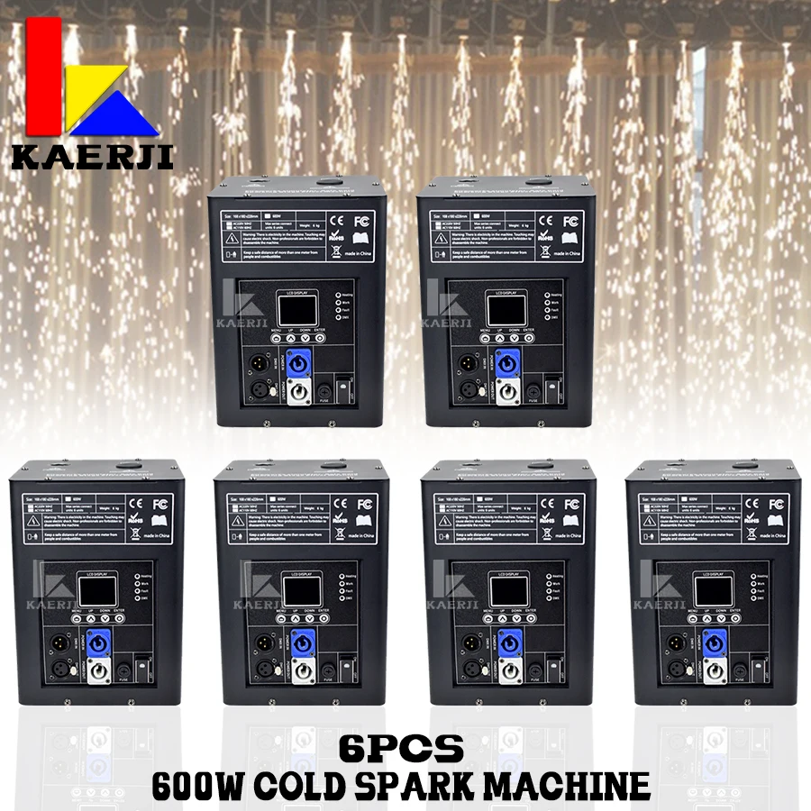 

No Tax 6Pcs 600W Cold Spark Fountain Machine DMX Remote Control Special Effect Machine For Dj Bar Disco Wedding Party Chrismas