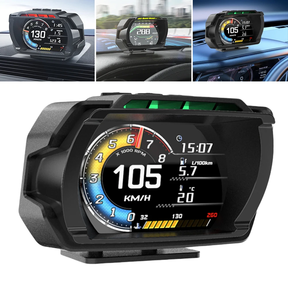 

Car Head Up Display Fuel Consumption OBDII Smart Digital Speedometer LCD Display Water Temp Tachometer Oil Temperature Gauge