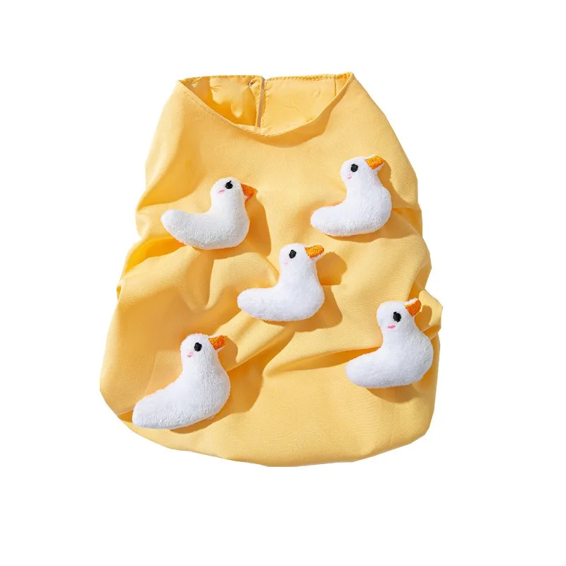 Small Dog Skirt Spring and Summer New Three-dimensional Dog Clothes Cute Little Yellow Duck Pullover Teddy Beautiful Clothes