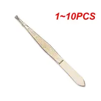 1~10PCS Professional Gold Eyebrow Tweezers Eyelashes Hair Beauty Slanted Stainless Steel Tweezer Makeup Tool for Face Hair 1