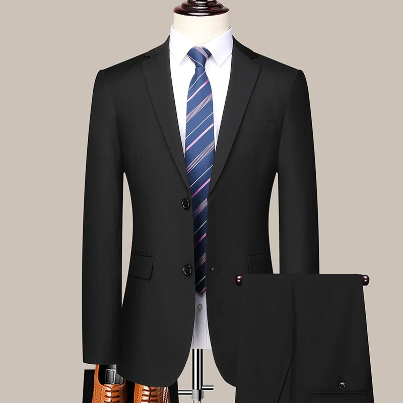 High Quality Two Button Wedding Suit for Men (suit + Trousers) Fashion Korean Slim Business Formal Two-piece Set