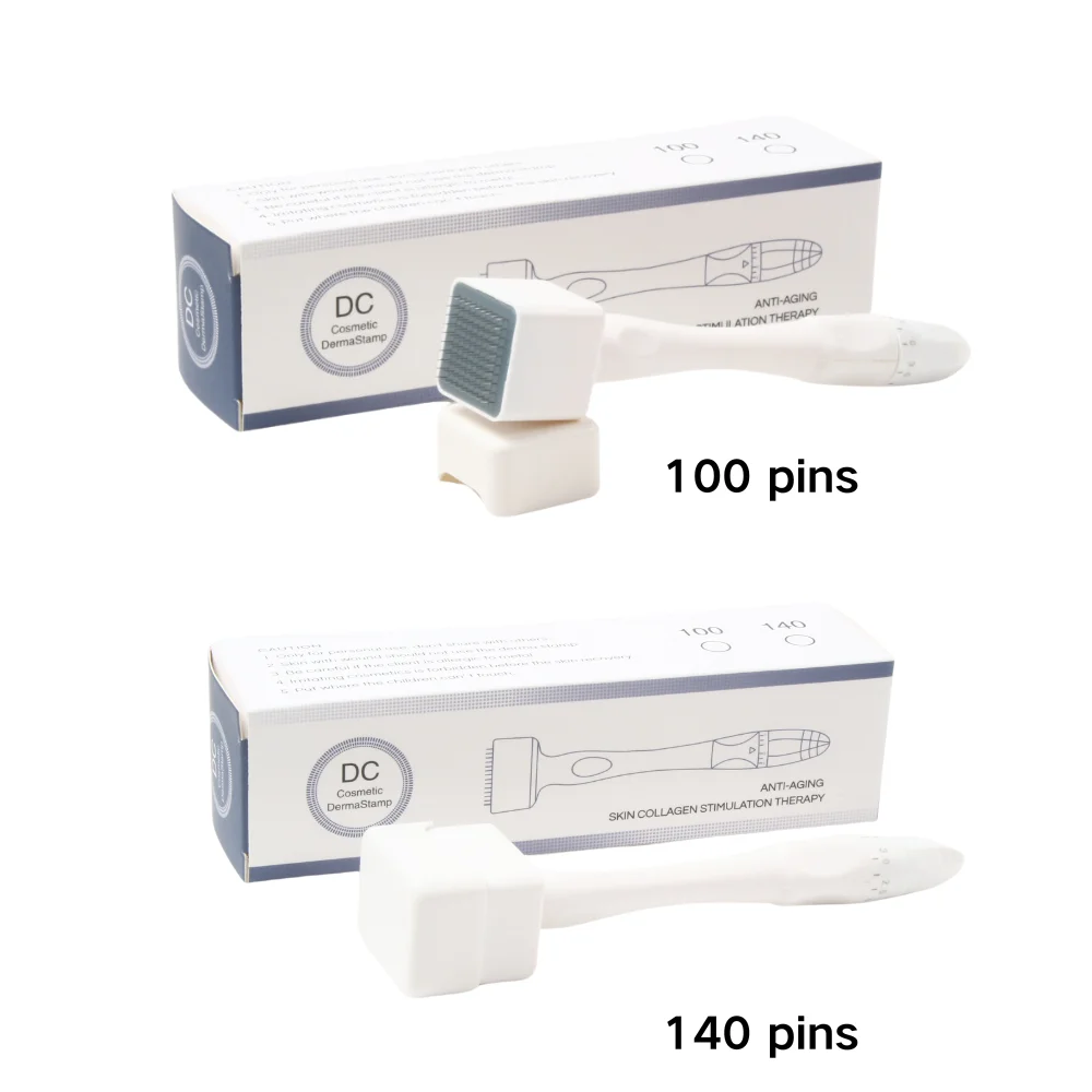 Derma Stamp Adjustable Microneedle Stamp 140 / 100 Pins Titanium Needles For Facial Skin Beard Hair Regrowth Derma Stamp