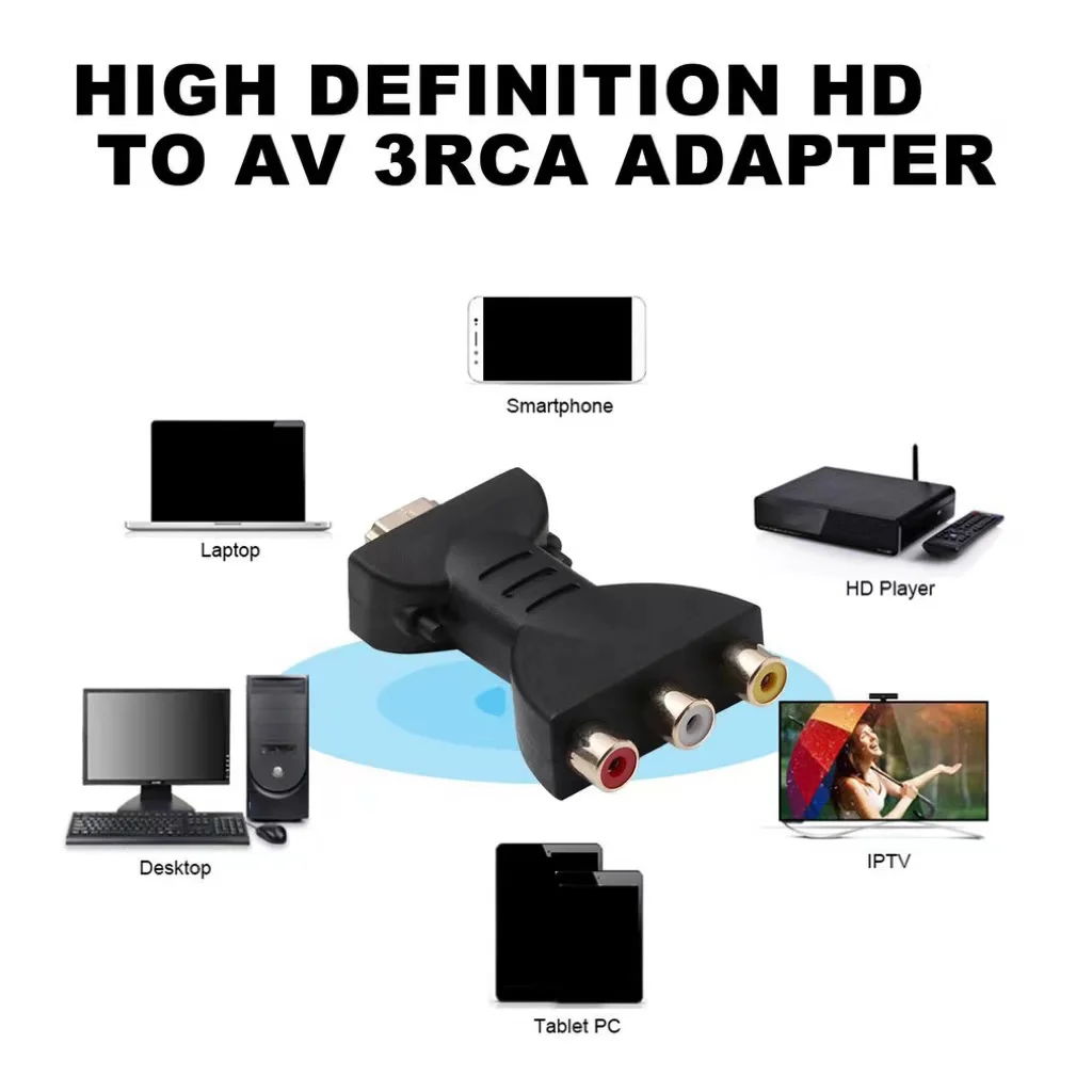 HD To 3rca Hdmi-Compatible To Av Red Yellow White Av Video Cable Portable Video Converter