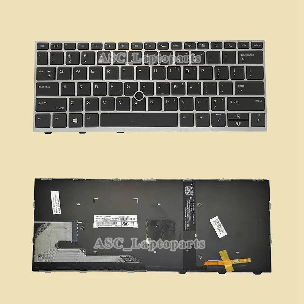 Qwerty Teclado para hp Elitebook Laptop Quadro de Prata Preto Retroiluminado Novo 735 g6 830 g6 836 g6 us