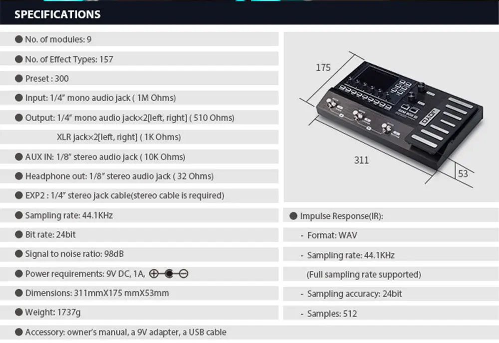GEM BOX III Multi-Effect Processor with Expression Pedal Function 61 Cabinet Sim