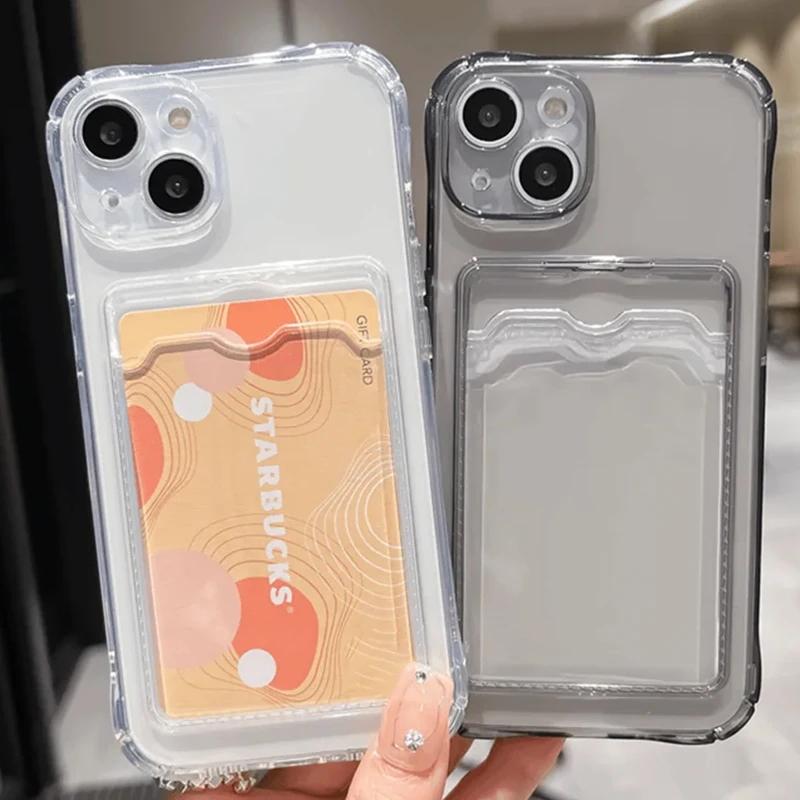 Sleek Transparent Card Holder Phone Case with Shockproof Protection