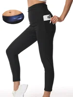 Women's Sauna SportsPants Pocket Style High Waist Lifting Hip Tightening Abdominal Yoga Pants Fitness Training Fat Burning Pants 1