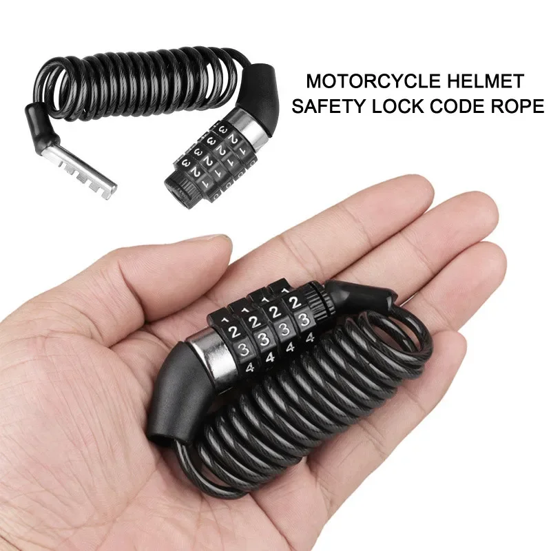 Motorcycle Bicycle Anti-Theft Chain 4-Digit Password Combination Helmet Lock