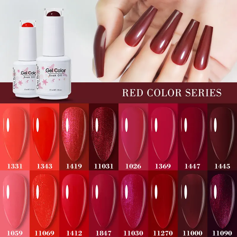Clou Beaute Red Series Gel Polish Top Coat UV Gel Nail Primer vernis semi permanent uv Varnish hybrid gelpolish 15ml Neon gel nail polish