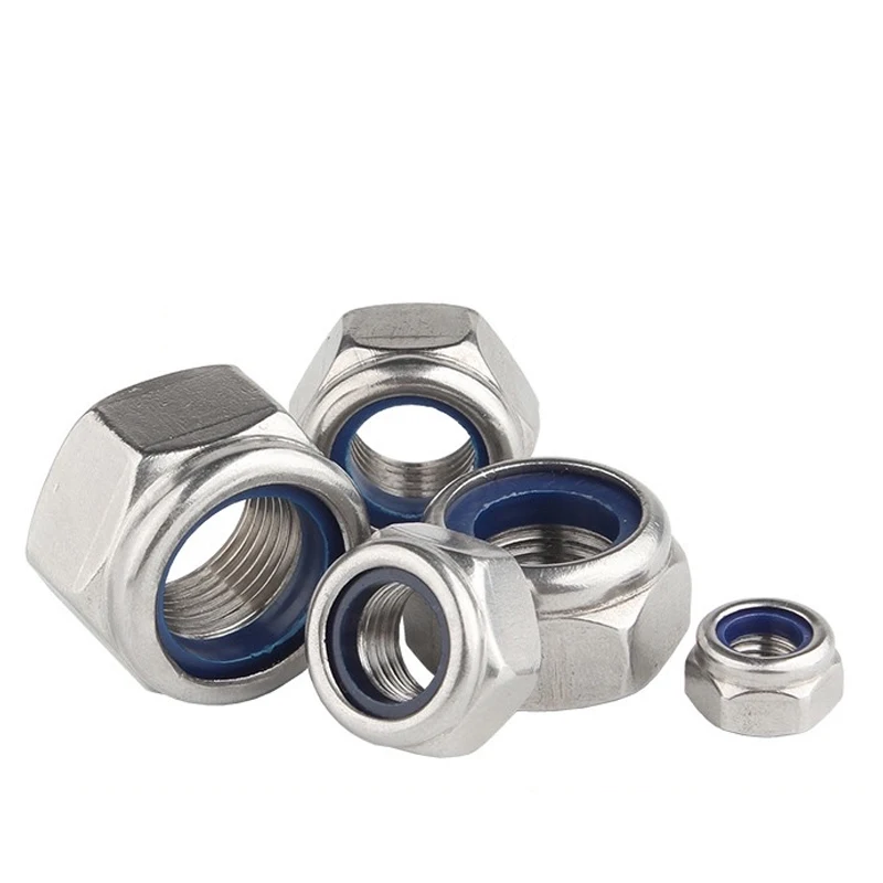 1/ 5/ 10/ 20pcs M2 M2.5 M3 M4 M5 M6 M8 M10 M12 M14 M16 M18 M20 M22 304 Stainless Steel Nylon Self-lock hexagon nuts Locknut DIN985
