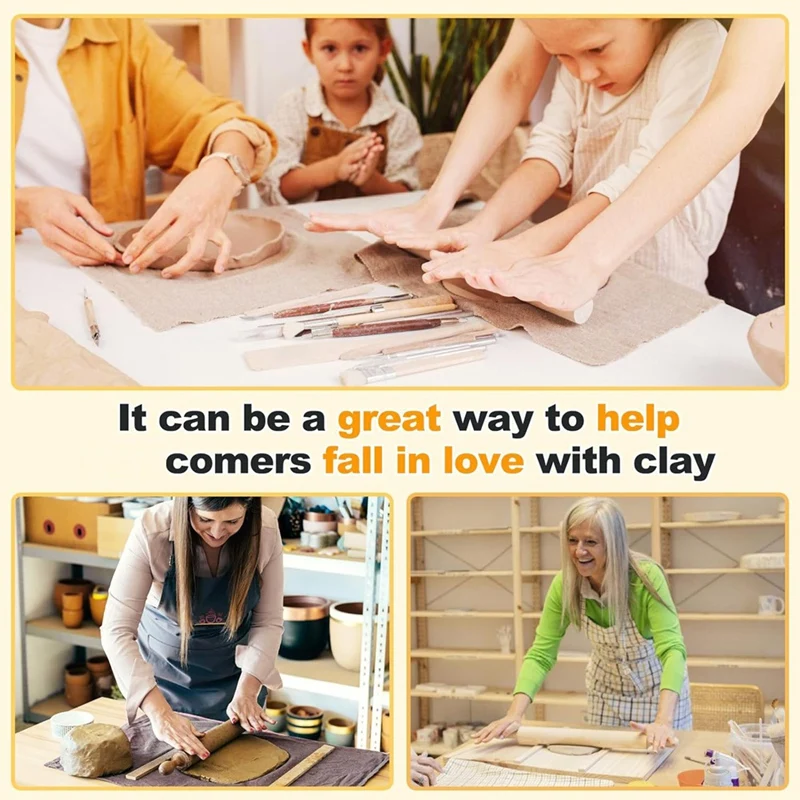 Pottery Rolling Pin Set-10 Pieces In 5 Sizes For Polymer Clay And Pottery Teaching Tools With Thickness