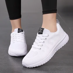 Women's Fashion Breathable Mesh Sneakers - Casual White Walking Shoes 2024 - 38 (White)
