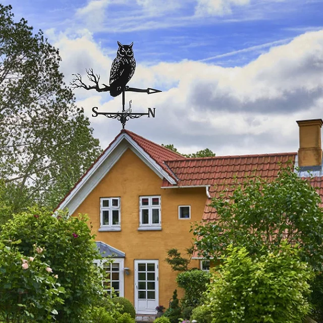 Weathervane Kerítés Mount Bagoly Időjárási Lapáttest Karmás Tét Dísz Szél Fonógépek Kert Tetők Irányjelző Lapát - Image 4