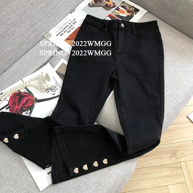 

Korean 2023 New Suit Pants For Women Casual Elastic High Waist Skinny Pant Chic Lady Elegant Crop Slim Micro Flare Trouser