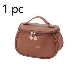Women's Large Capacity Portable Toiletry and Cosmetics Organizer Bag (Brown)
