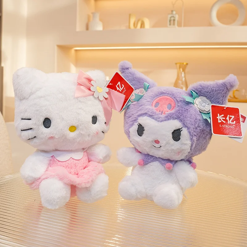 Sanrio Plush Doll Flower series Hello Kitty Kuromi Plush Stuffed Doll Cinnamoroll My Melody Pochacco Mysweetpia Plush Pendant