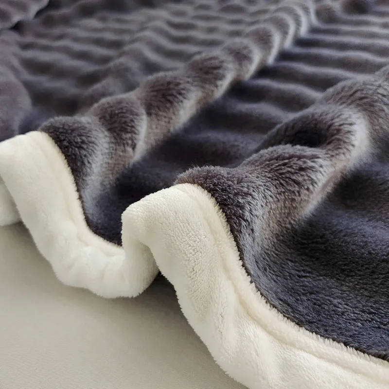 Solid Color Flannel Rabbit Fur Blanket Nap Cover Blanket Soft Sofa Blanket Coral Fleece Cover For Bedroom Manufacturer Wholesale 4