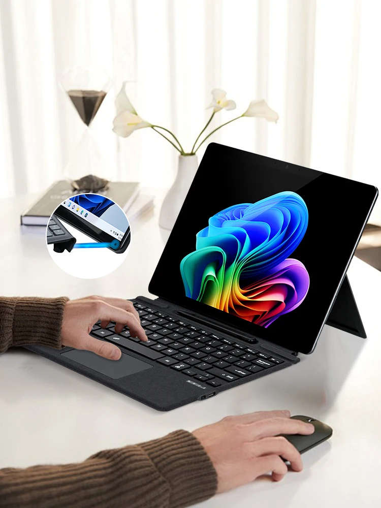Bluetooth-Compatible Magnetic Wireless Keyboard with Touchpad Portable Magnetic Keyboard for Microsoft Surface Pro 8/9/X/10/11