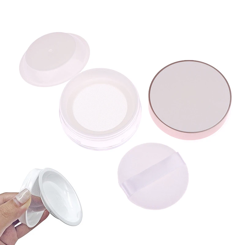 휴대용 플라스틱 분말 상자 빈 느슨한 분말 용기, 체 화장품 쉬프터, 느슨한 항아리 여행 메이크업 용기