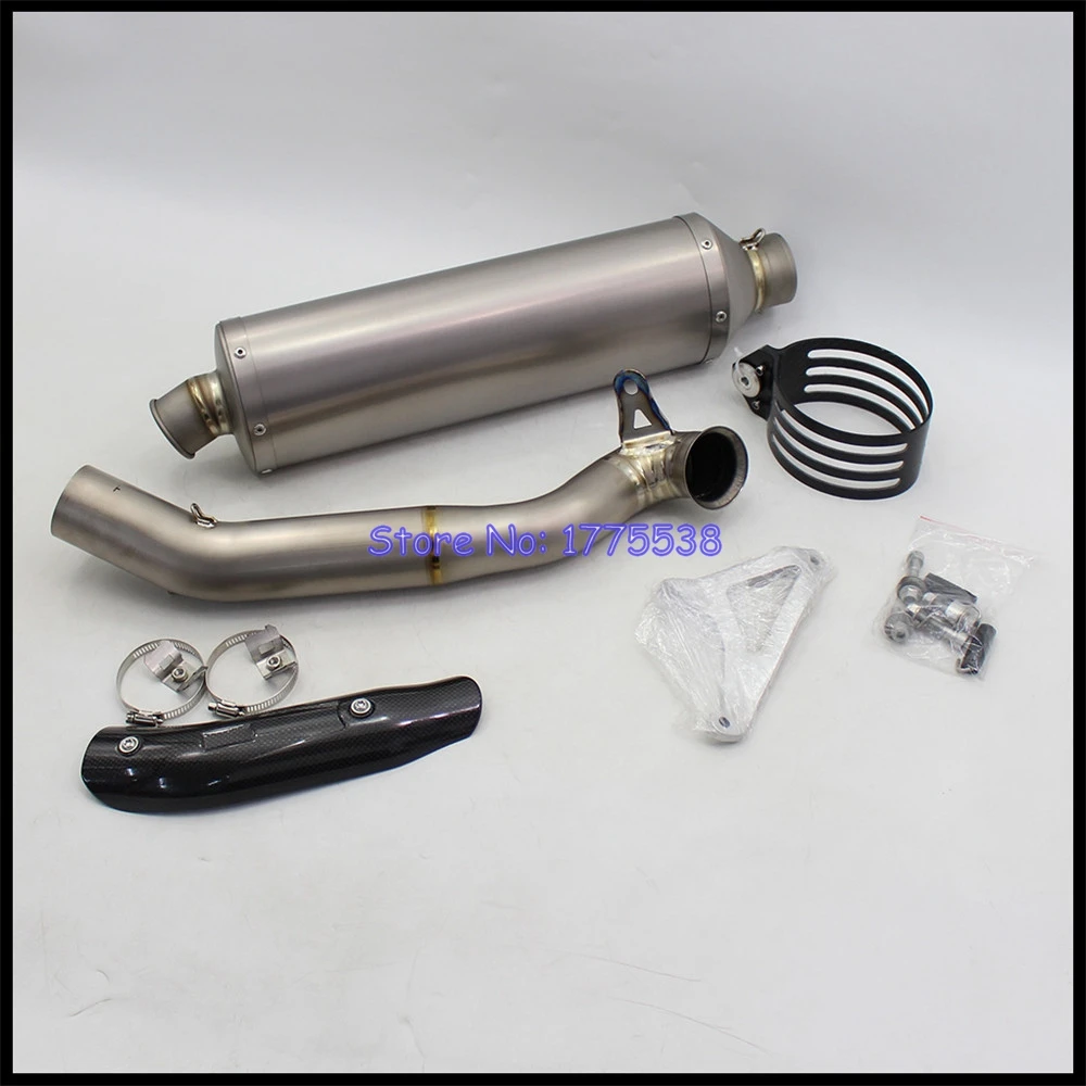 For KTM 890 SMT 2023 Titanium Alloy Motorcycle Exhaust Escape moto Muffler Can Middle Link Pipe with Carbon Shield Cover Clamp - Image 4