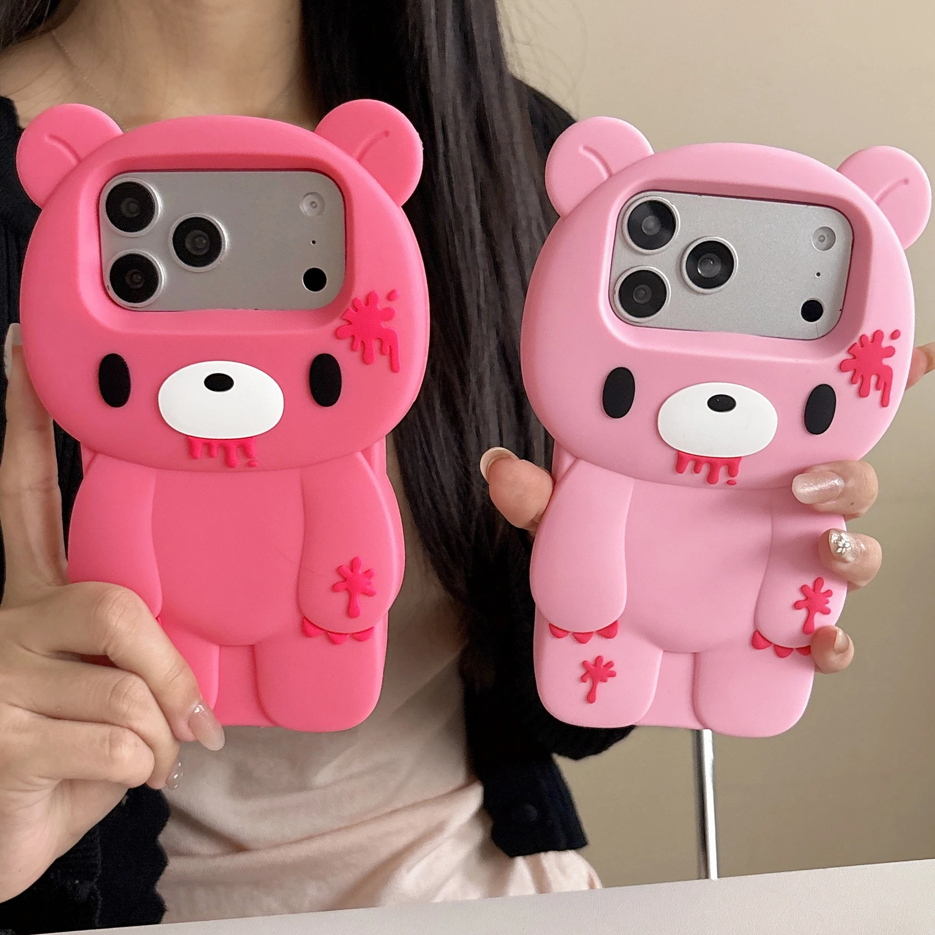 3D Cartoon Bloody Bear Soft Silicone Phone Case Cover - Unique & Cute Design