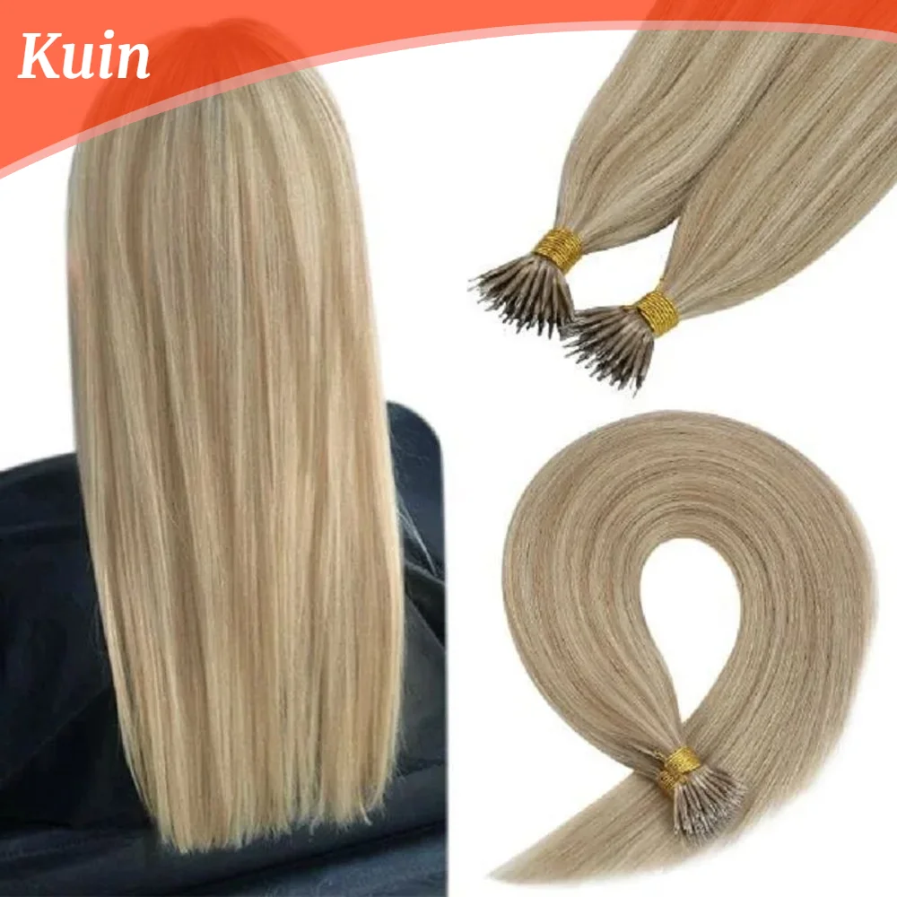 Human hair extensions Straight Natural Nano Rings Hair Extensions Platinum Micro Beads 100% Remy Human Hair 1g/Pc Pure Color Micro Link Extensions