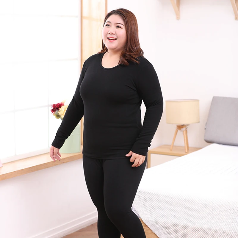Women's Thicken Long Johns, Warm, Stretchy Thermals set, Fleece Velvet Underwear Set, Winter Clothing, Oversize, Plus Size, 6XL