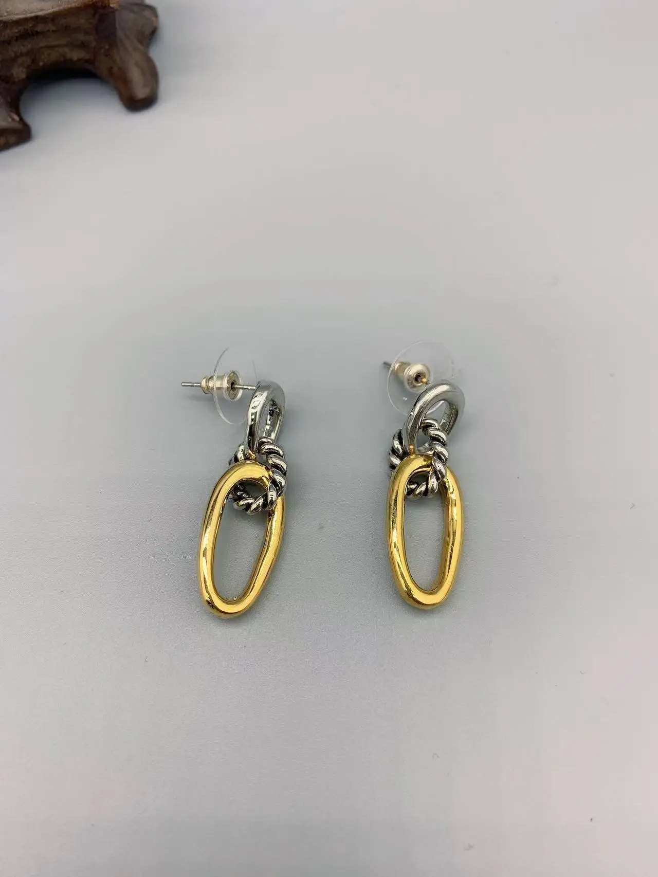 

Le Han Jewelry Cable Link Drop Earrings With 18k Gold Plated