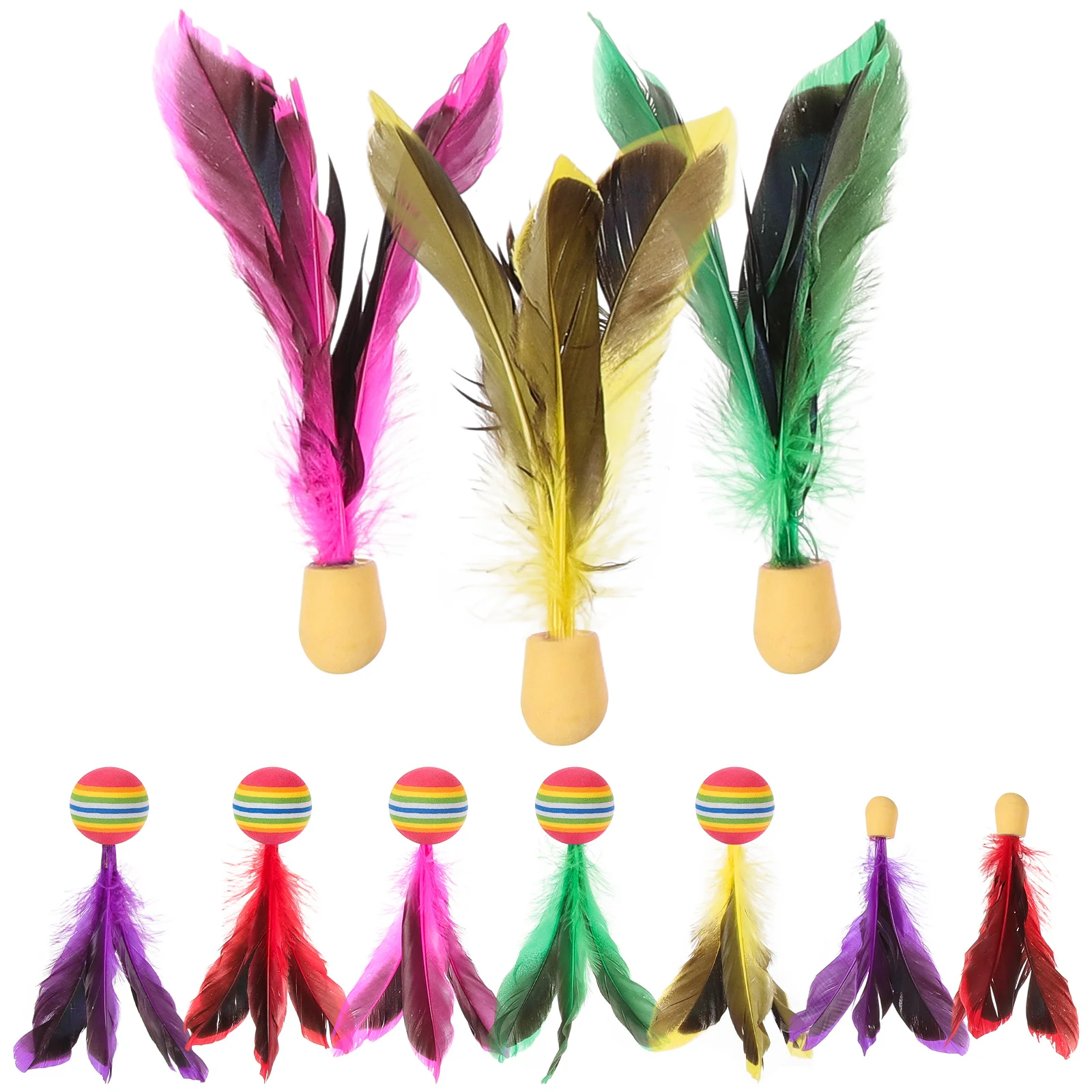 10 Pcs Sponge Color Badminton Shuttlecocks Wear Resistant Replaceable Plume Practicing Accessories Outdoor Toy High Elastic