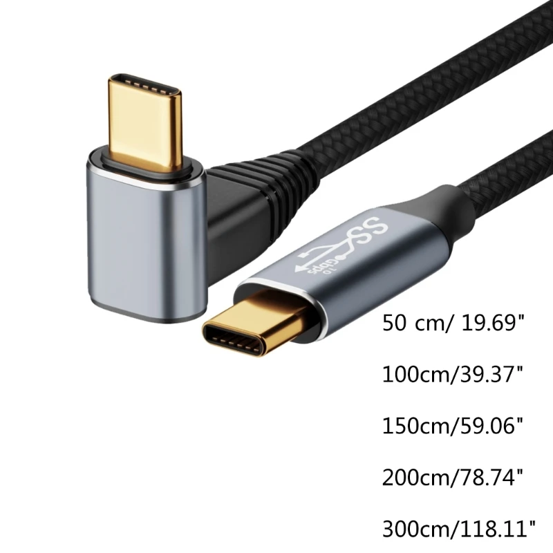 PD 100W 유형 케이블 90도 USB 고속 충전 충전기 와이어 코드 유형-C 어댑터 코드 0.5M 1M 1.5M 2M 96BA