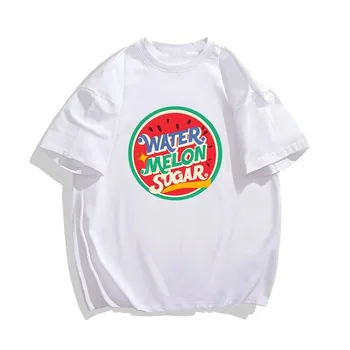 Korean Style Simple Watermelon Sugar Choi Hyun Wook Hip Hop Kpop Raper Twinkling Shiny Short Sleeve kid T-shirts Unisex  Cotton