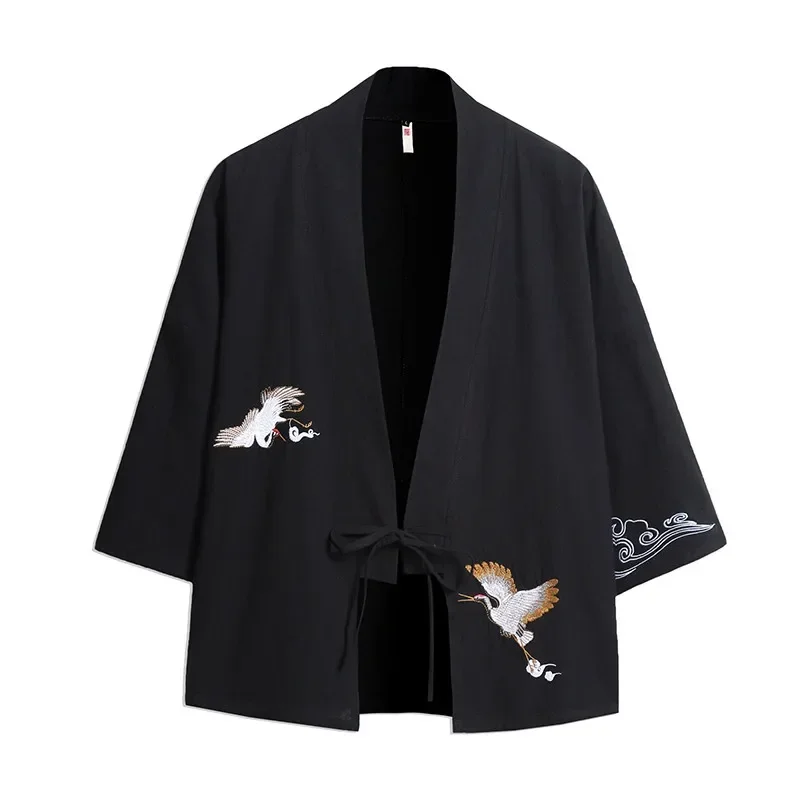 Japanese Kimono Cardigan Men Women Chinese Dragon Traditional Japanese Clothing Asian Samurai Crane Style Kimono Haori Coat