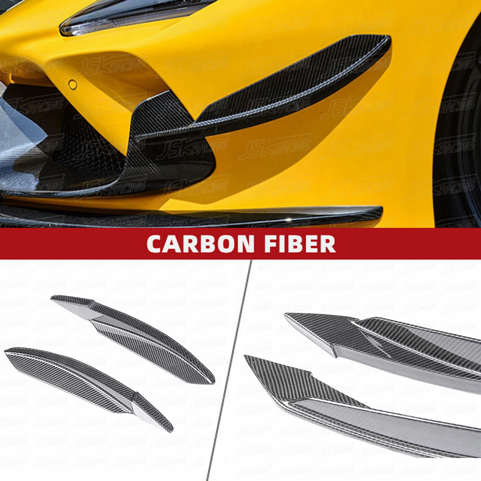 

P Style Carbon Fiber Front Bumper Canards For Ferrari F8 2019-2021（JSKFRF819001）