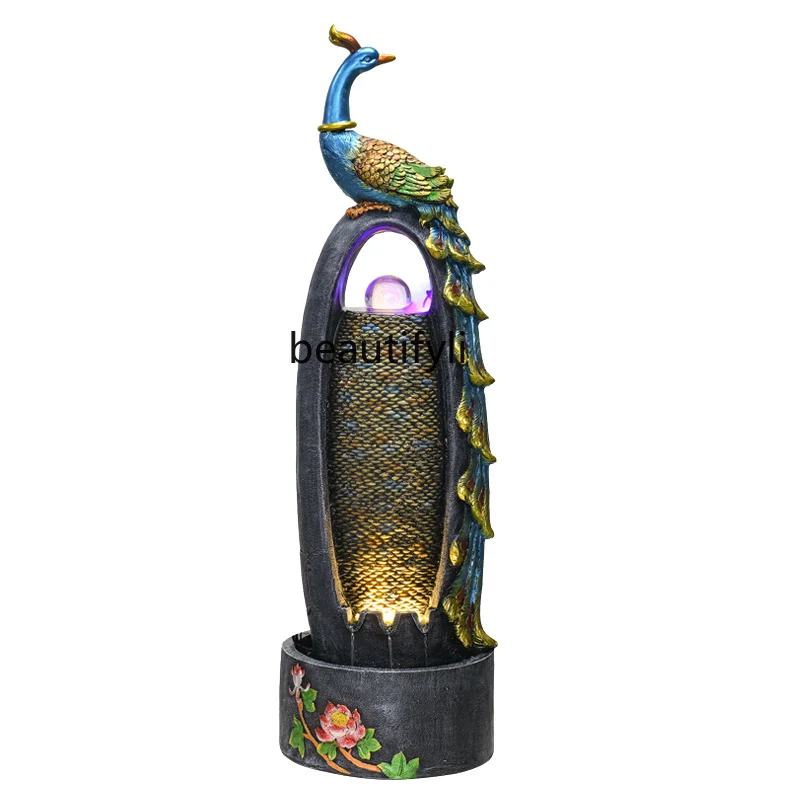 

Chinese-Style Double-Sided Water Peacock Fountain Home Hallway Decoration Company Office Decorations Humidifier