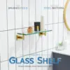 Kokosiri Wall Shelves Floating Shelf 16'' Stainless Steel Bathroom Hardware Tempered Glass Small Hanging Rack For Storage/Room 3