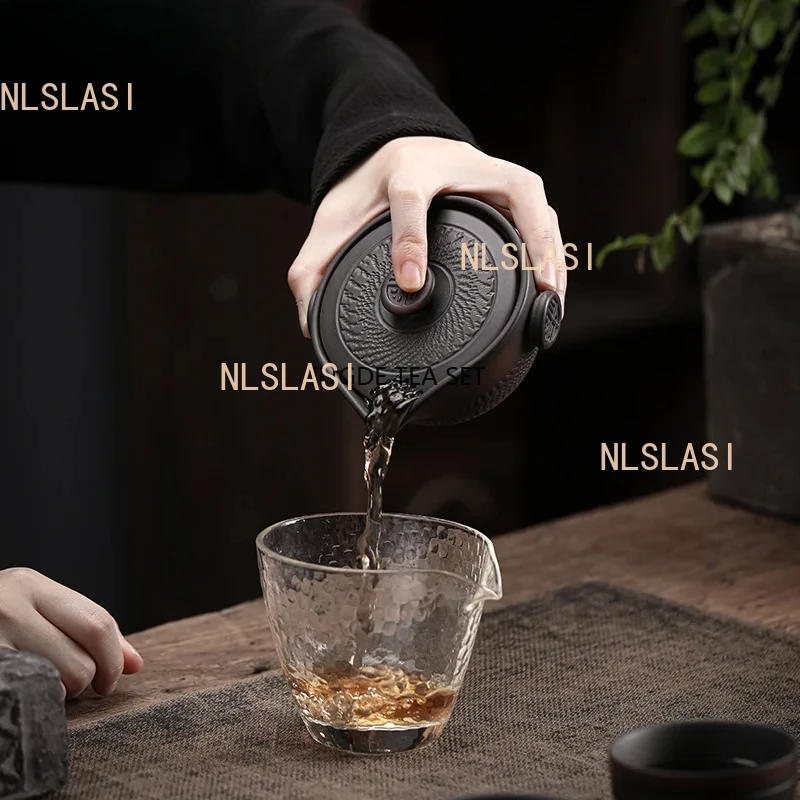 150ml purple pottery with handle lid bowl handmade Kung Fu tea set container business gift