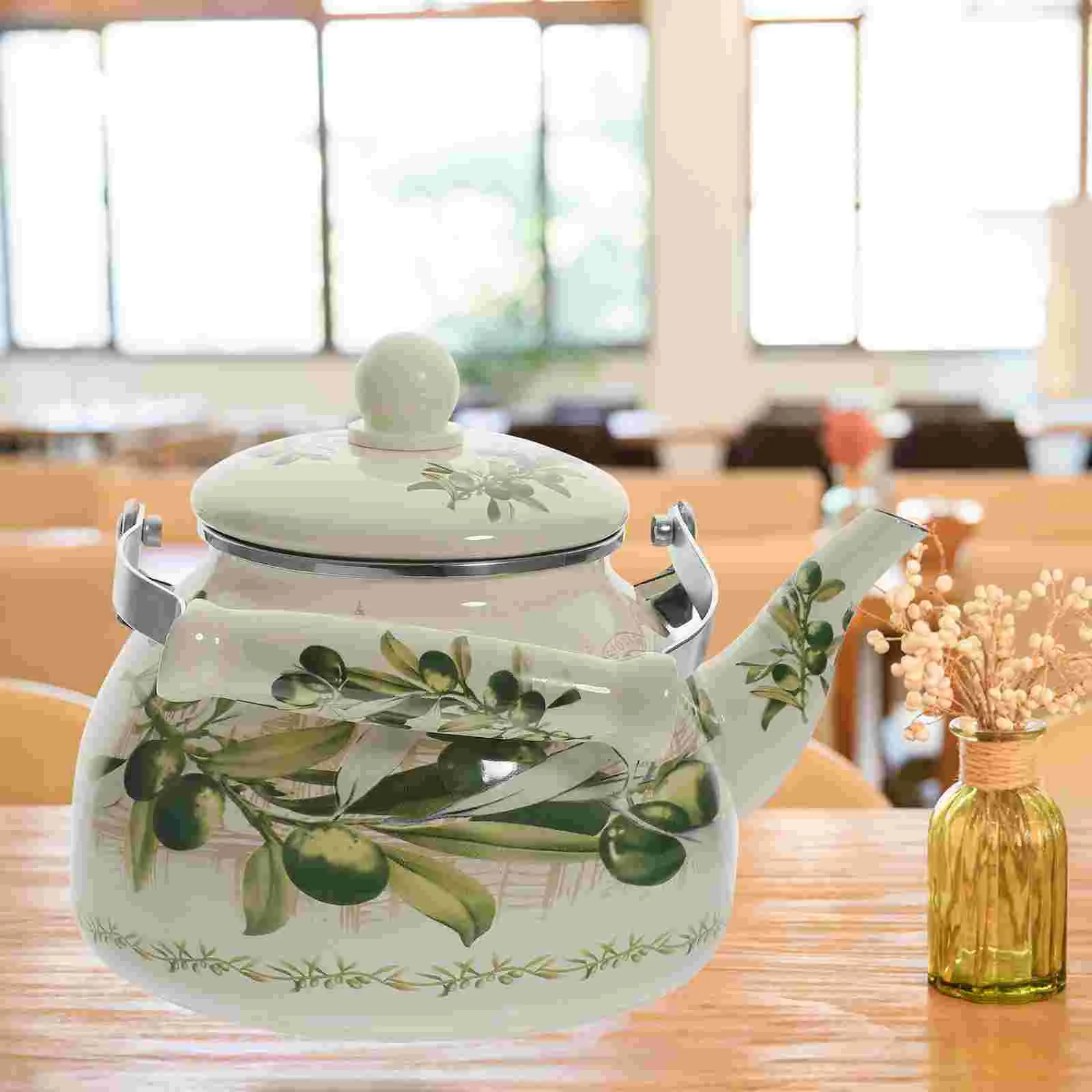 

Enamel Water Kettle Vintage Enamel Tea Kettle Tea Home Water Kettle Delicate Heating Teapot Decorative Enamel Teapot(2.8L)