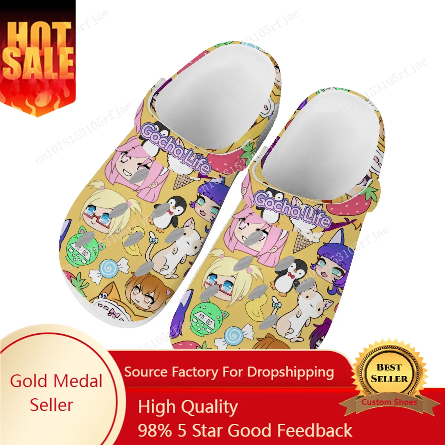 Gacha Life Home Clogs Cartoon Game Hot Mens Womens Youth Boys Girls Sandals Shoes Garden Custom Made Shoes Beach Hole Slippers