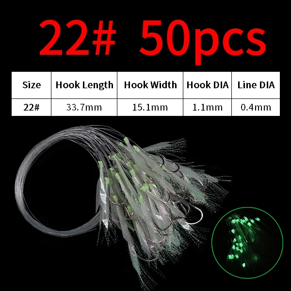 Cobia Rigluminous Sabiki Rigs 50pcs - High Carbon Steel Mackerel