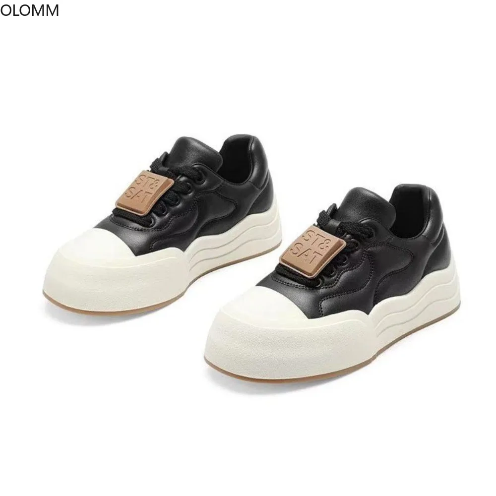 

Женские кроссовки с круглым носком, универсальные цвета, на шнуровке, обувь для скейтборда на плоской платформе, для девочек, повседневная спортивная обувь, новинка 2023