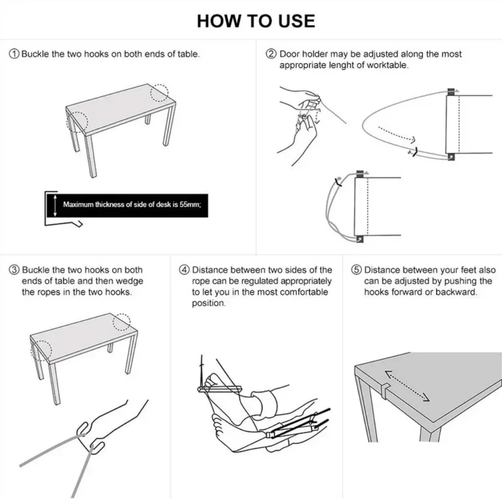 Creative Foot Hammock Portable Office Table Hanging Feetrest Pad Foldable Lazy Rest Foot Mat Universal Feet Pad Accessories 6