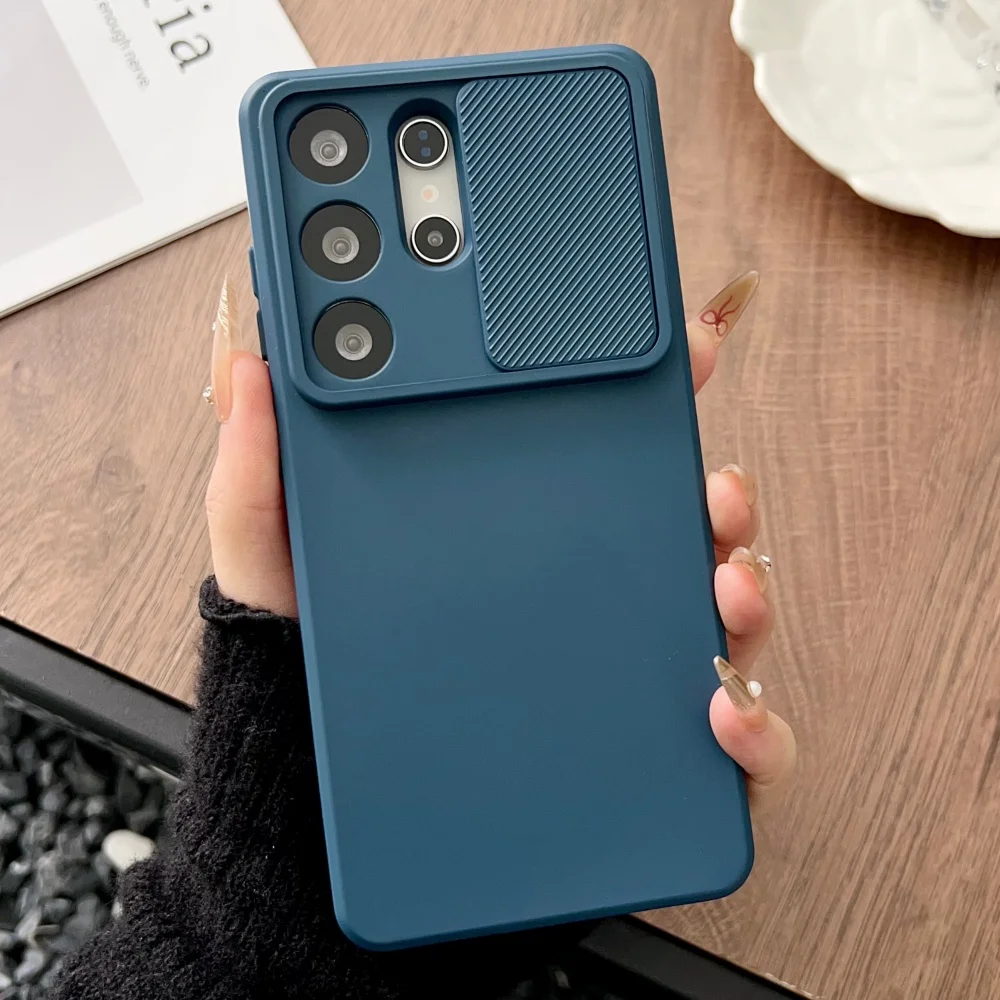 Premium Soft Liquid Silicone Case with Slide Camera Protection and Anti-Slip Bumper Cover