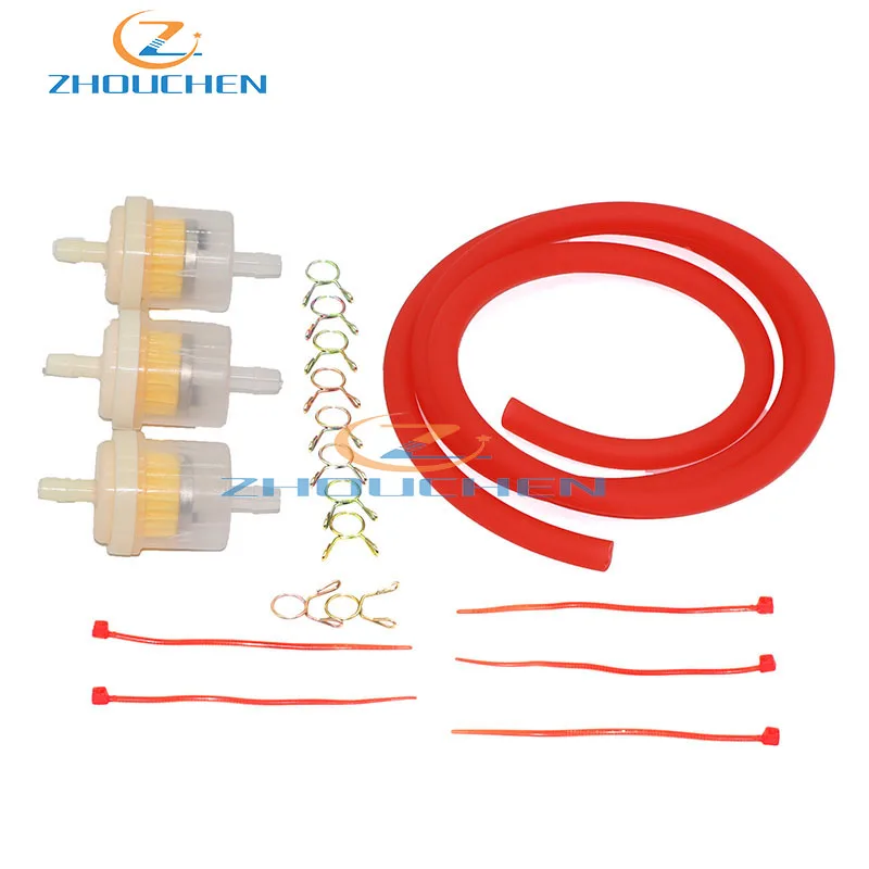 Colorful 4mm Fuel Pipe Hose with Filter Clamps Spring Clips for Motorcycle Universal D