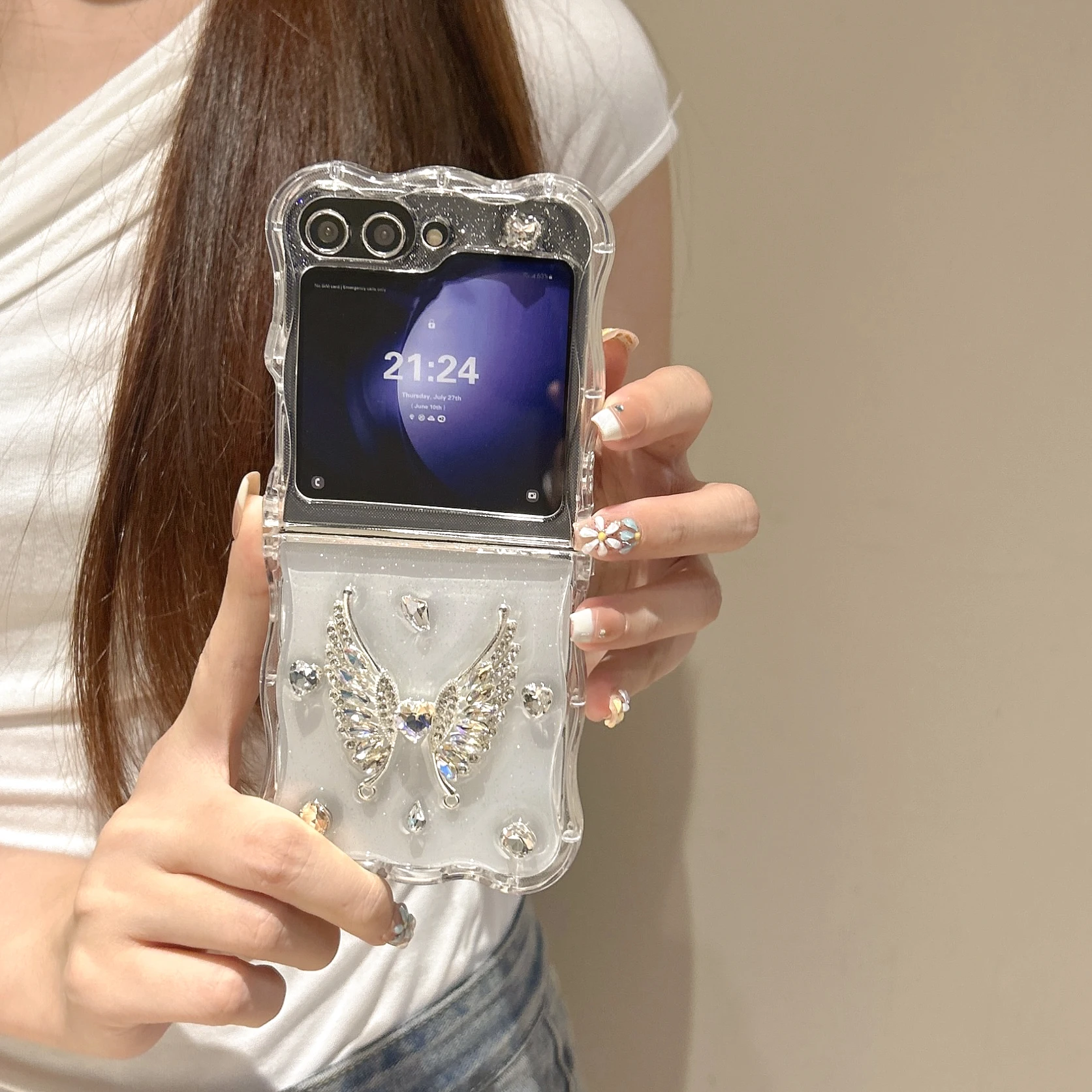 Cute Love Butterfly Shockproof Phone Case with Lanyard