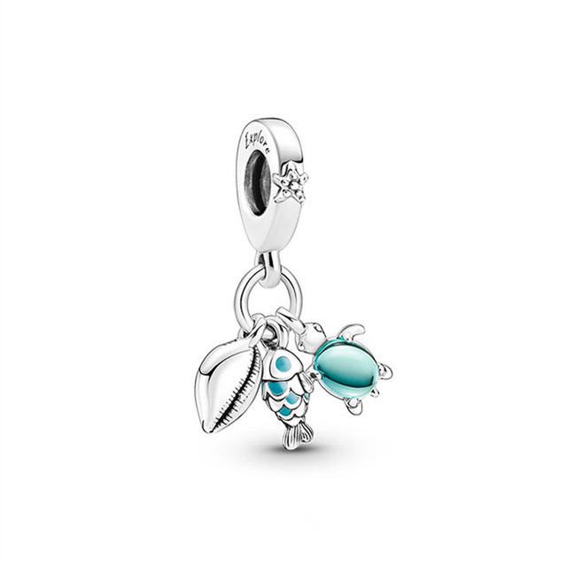 Summer Series Blue Ocean Octopus Turtle Safety DIY Beads Fit Original Pandora Charms Silver 925 Bracelet Bead Jewelry Making