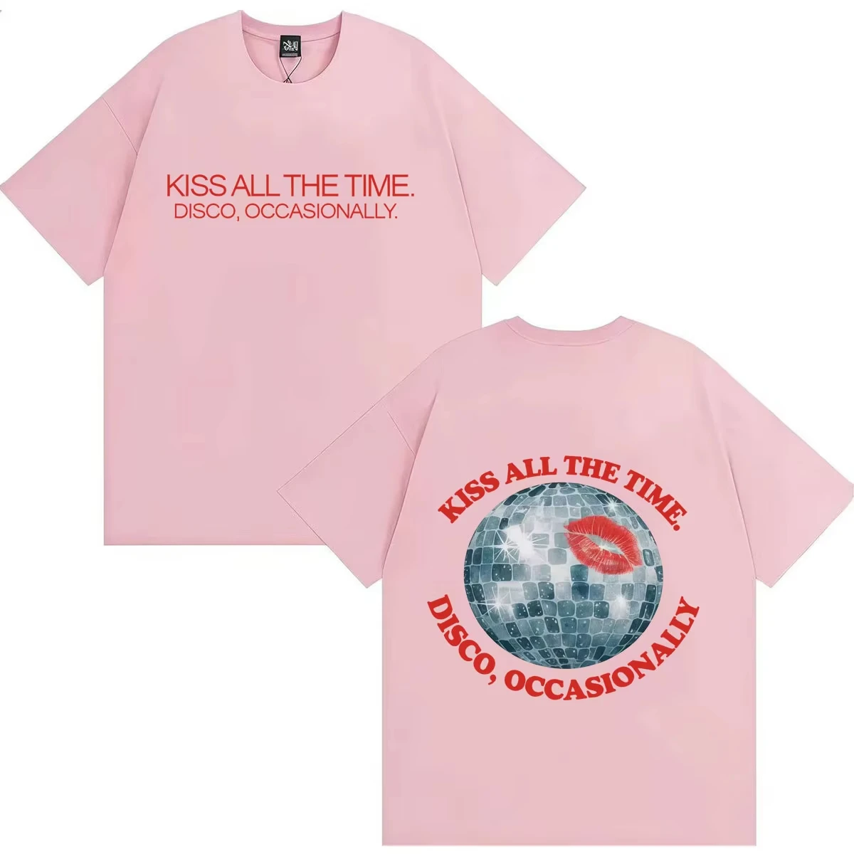 Harry Styles Kiss All The Time Disco Occasionally 2026 양면 프린트 티셔츠 코튼 하라주쿠 편안한 여성 티셔츠