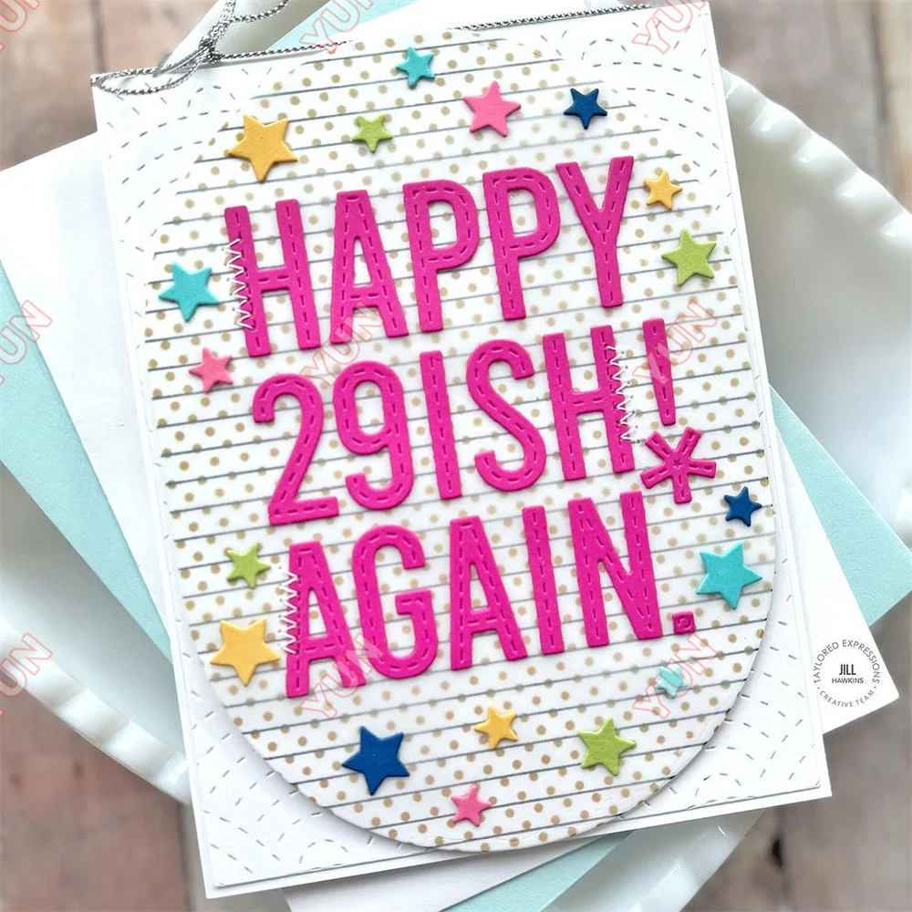 New Dies Stitched Numbers Ridged Arch Square Cross Stitch Rectangle Stacklets Dies Stamps DIY Scrapbooking Cards Craft Die