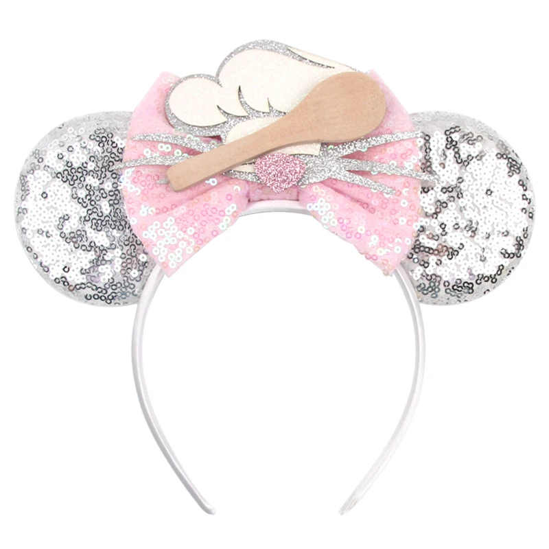 Tiana Disney Ears Headband Girls Princess Cosplay Headwear New Character Minnie Mouse Bow Hairband Kids Party Hair Accessories