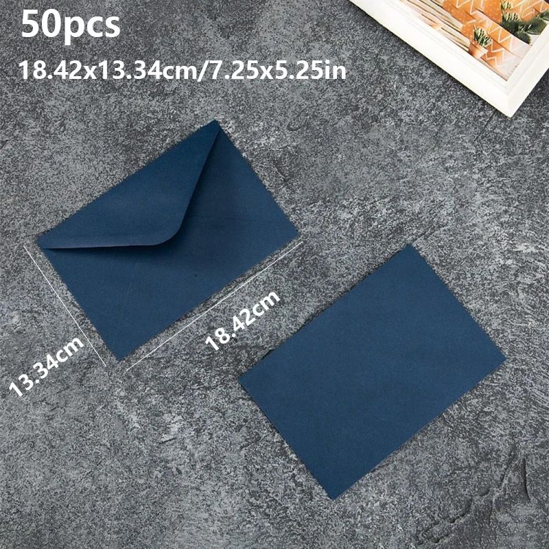 50pcs/lot 18.42x13.34cm Envelope Small Business Supplies 120g Paper Invitations Postcards Letters Bag Wedding Stationery Storage