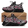 Sugar Skull Design Ladies Vulcanized Shoes Lightweight Lace Up Skull Print Custom Women Sneakers Casual Breathable Jogging Shoes 1